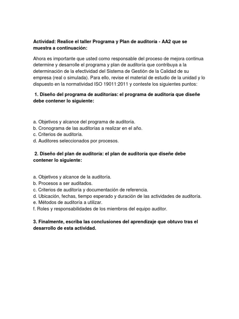 Programa y Plan de Auditoría ISO 19011 | PDF | Auditoría | Contralor