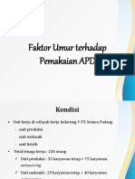  Faktor Umur Terhadap Pemakaian Alat Pelindung Diri