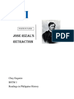 Jose Rizal's Retraction: Chay Eugenio BSTM 1 Readings in Philippine History