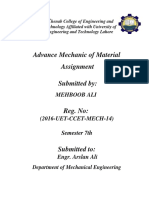 Advance Mechanic of Material Assignment Submitted By:: Mehboob Ali