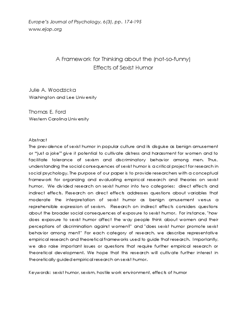 A Framework of Sexist Humor PDF | PDF | Sexism | Prejudices