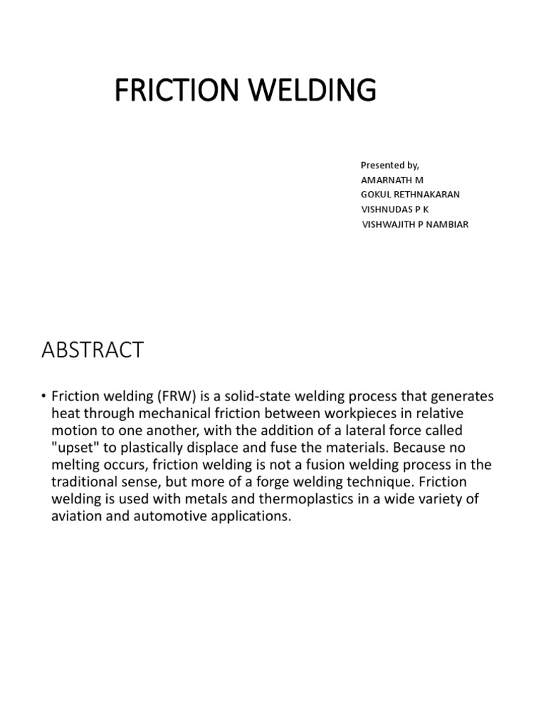 Overview of Friction Welding Process | PDF