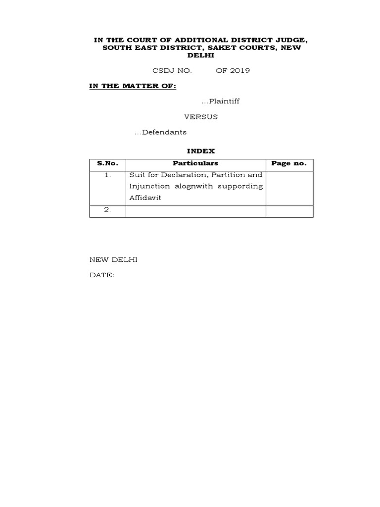 Delhi Court Property Partition Suit PDF Fee Simple Lawsuit