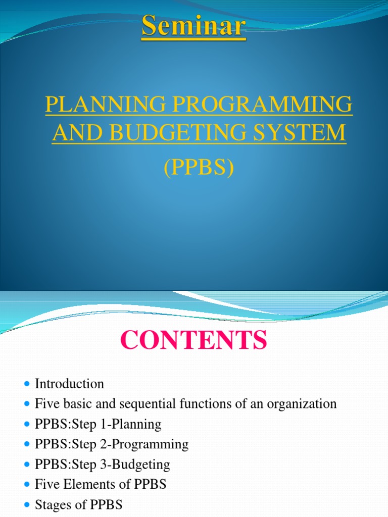 Planning Programming And Budgeting System Ppbs In The Philippines