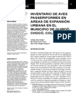 Dialnet InventarioDeAvesPasseriformesEnAreasDeExpansionUrb 2544443 PDF