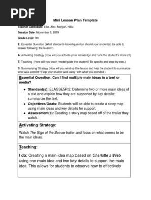 mini lesson plan template  3 