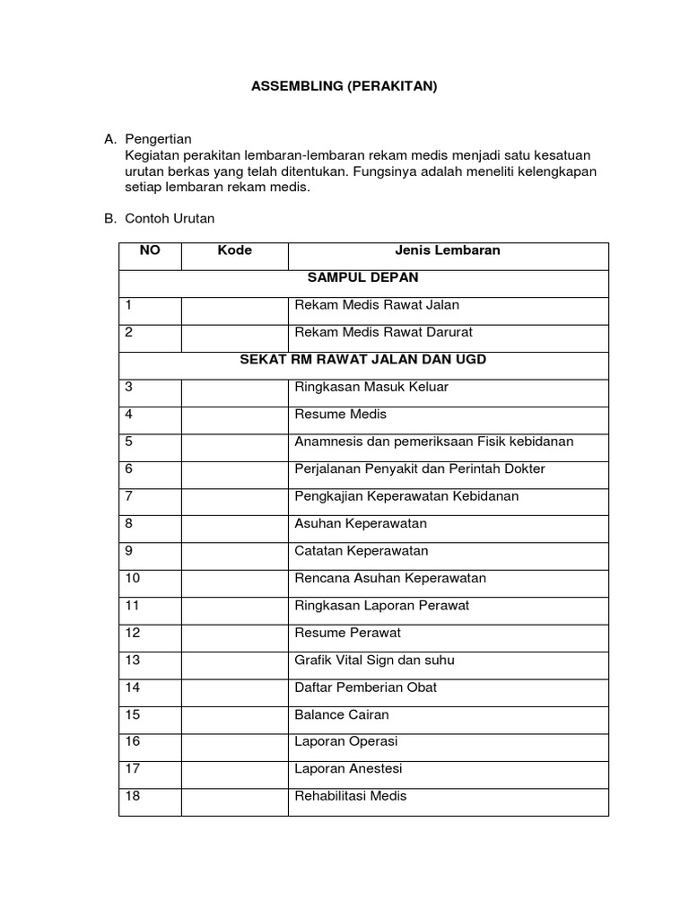 Proses Perakitan Rekam Medis | PDF | Sains & Matematika