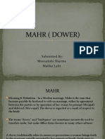 Mahr (Dower) : Submitted By: Meenakshi Sharma Malika Lalit