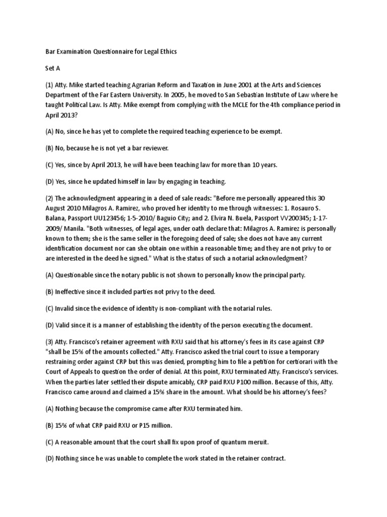 Ethics MCQ PDF Lawyer Plea
