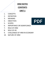 HRM Notes Contents Unit-1