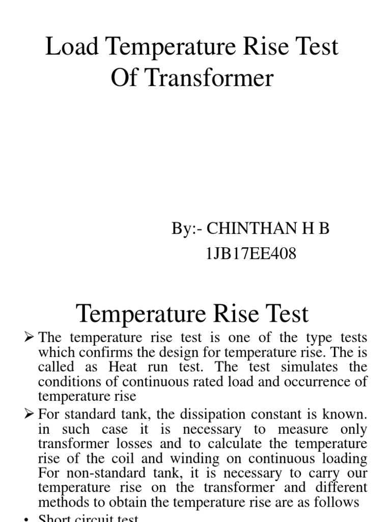 Transformer Load Temperature Rise Test | PDF | Transformer | Power ...