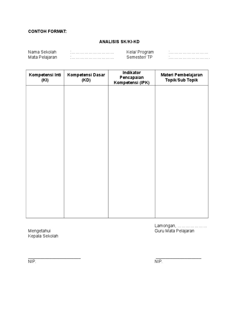 Contoh Format Analisis Sk-Ki-Kd | PDF | Bisnis | Komputer