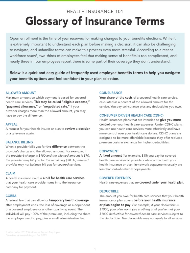 Insurance Glossary PDF Prescription Drugs Deductible