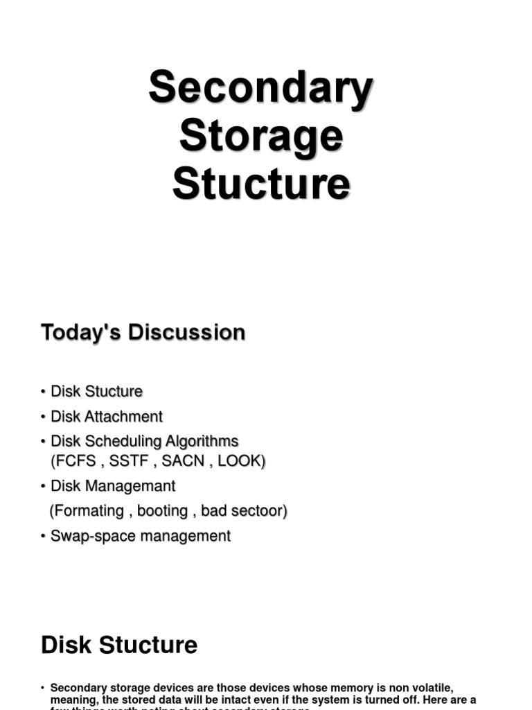 Secondary Storage Stucture PDF Computer Data Storage Hard Disk Drive