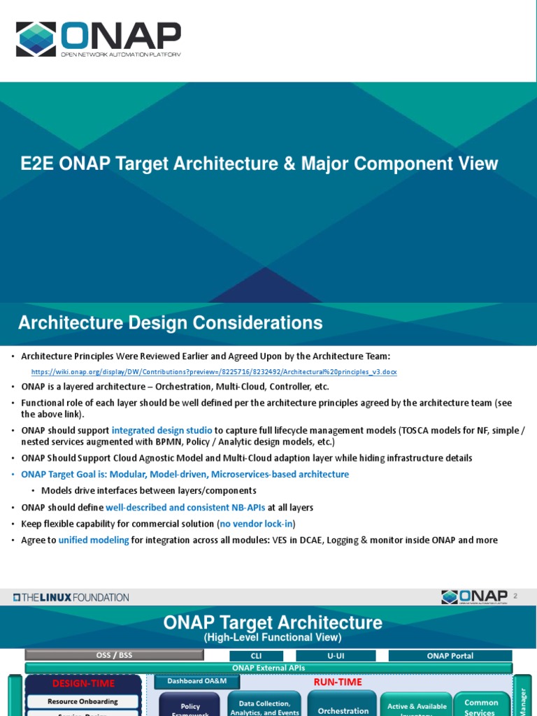E2E ONAP Target Architecture Proposal - ATT | PDF | Cloud Computing ...