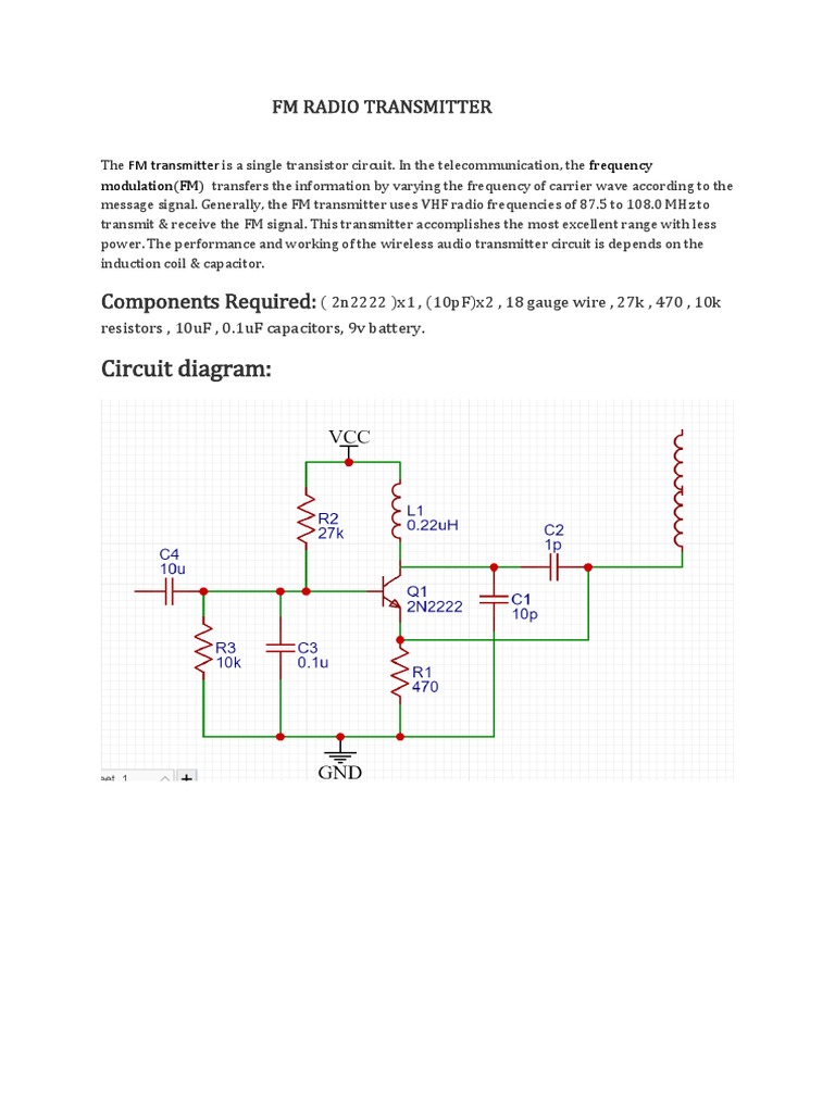 Circuit Design and Working Principles of a Single Transistor FM Radio