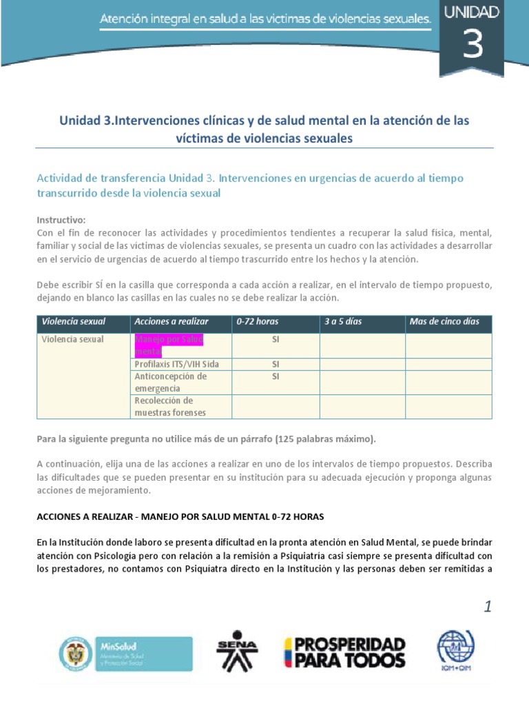 Intervenciones en Salud Mental para Víctimas de Violencia Sexual | PDF ...