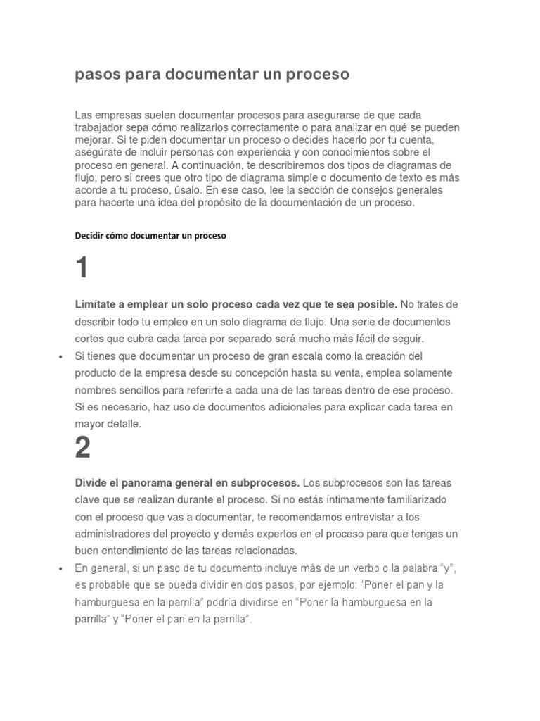 Pasos para Documentar Un Proceso | PDF | Archivo de computadora ...