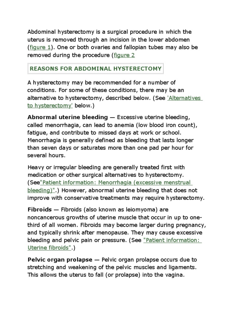 Abdominal Hysterectomy Is A Surgical Procedure in Which The Uterus Is ...