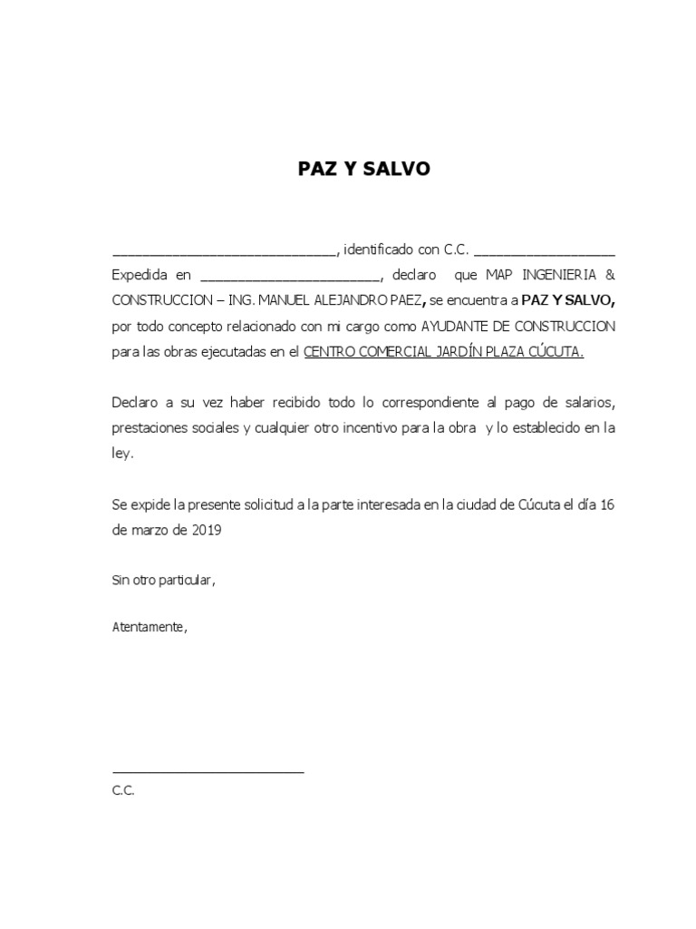 Modelo de Paz y Salvo por Deuda | PDF | Gobierno