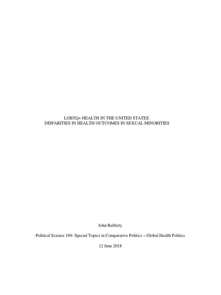 LGBTQ+ Health in The United States - Disparities in Health Outcomes in ...
