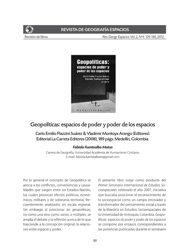 Geopoliticas Espacios de Poder y Poder de Los Espa PDF | PDF ...