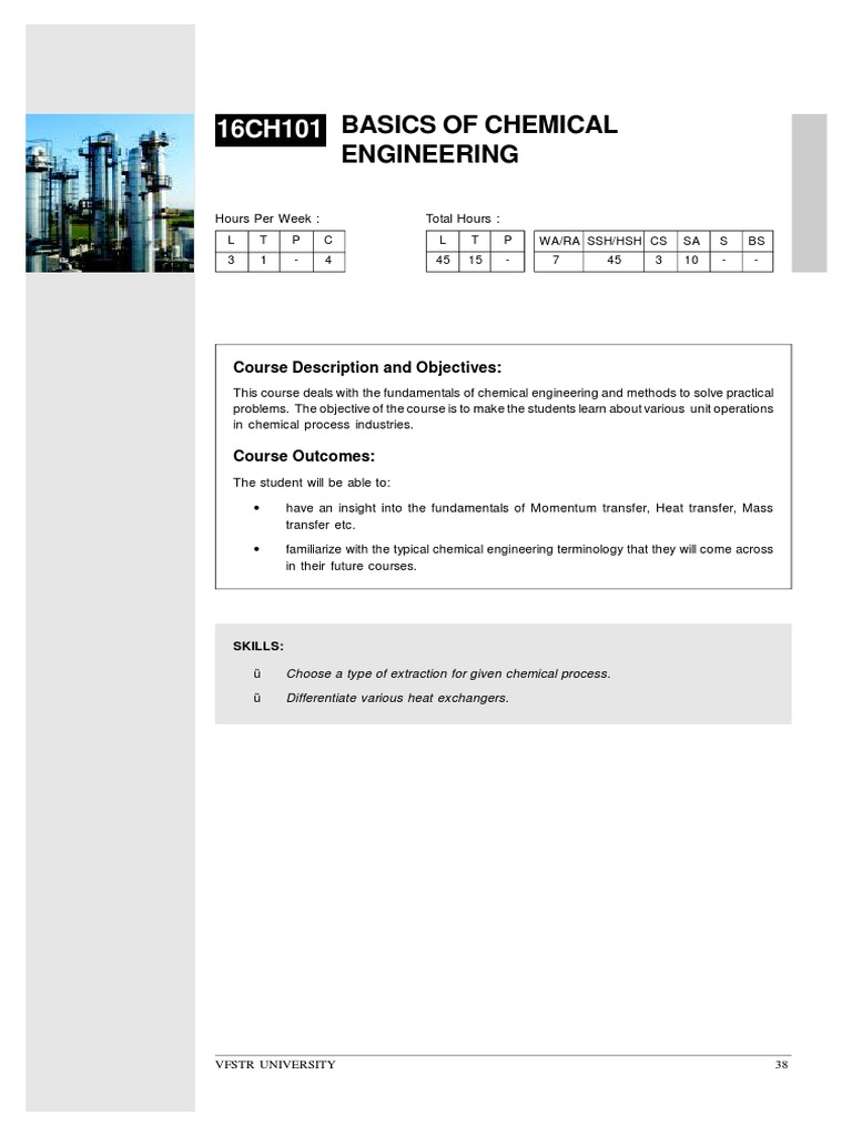 Basics of Chemical Engineering Course | PDF | Fluid Dynamics | Heat