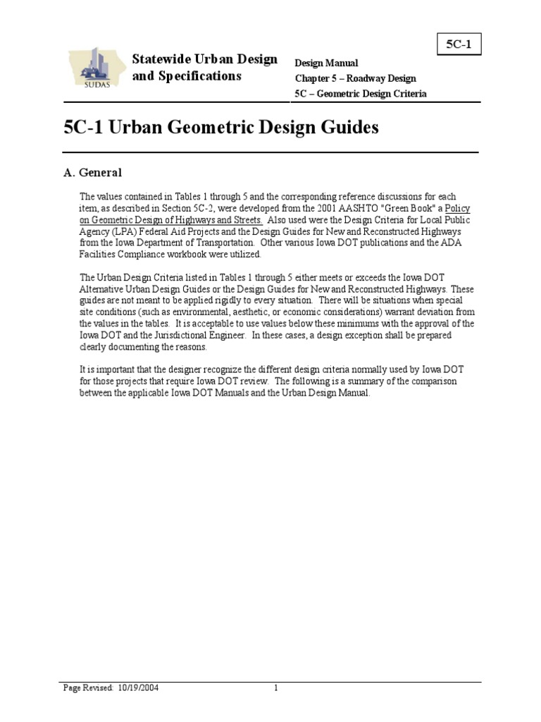 Urban Geometric Design Criteria Guide | PDF | Lane | Traffic
