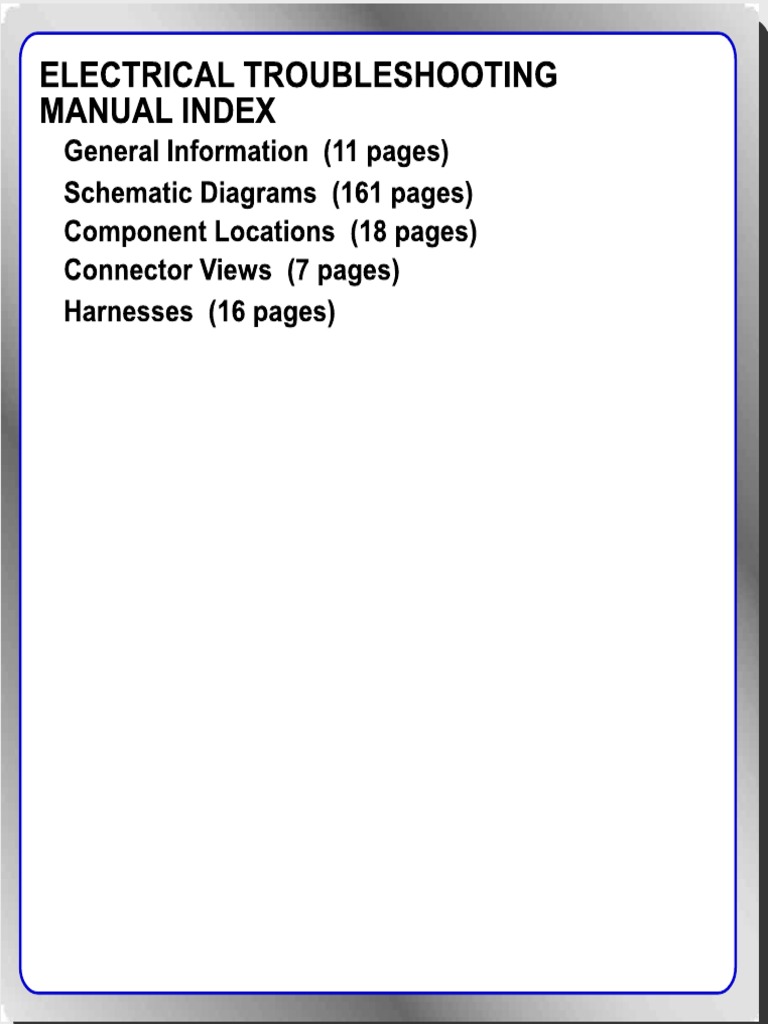Electrical Troubleshooting Manual Index: (11 Diagrams (161 Locations ...
