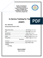 In-Service Training For Teachers (Inset)