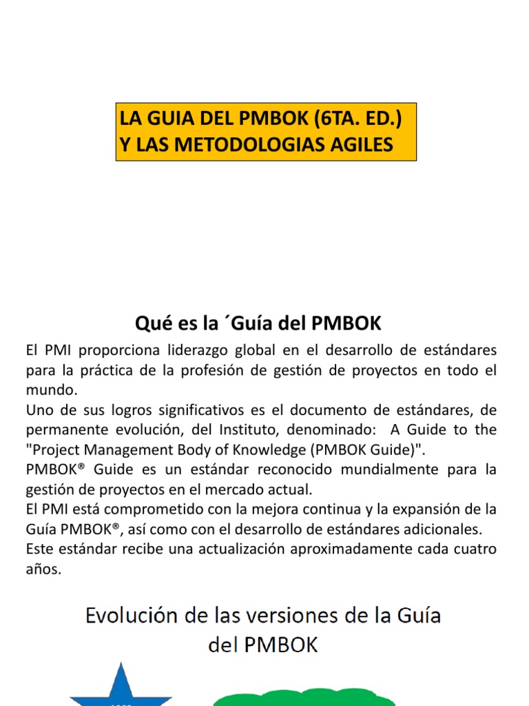 3.la Guia de PMBOK y Las Metodologias Agiles | PDF | Gestión de ...