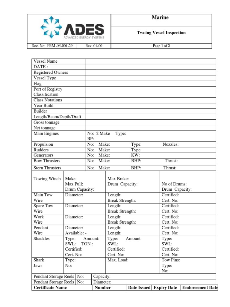 Towing Vessel Inspection | PDF | Tonnage | Ships