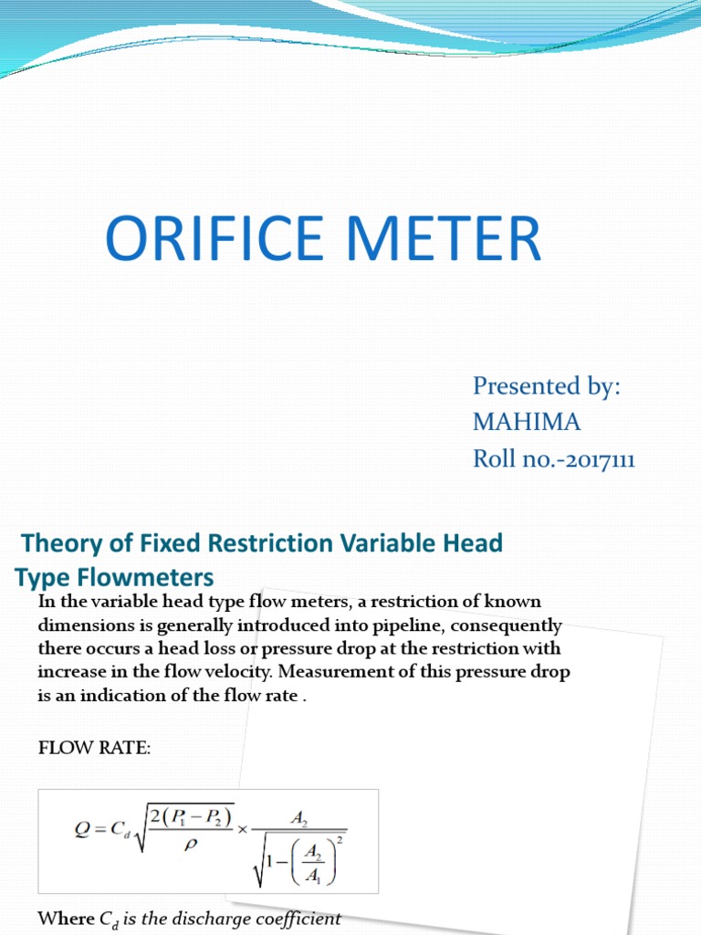 Orifice Meter: Flow Measurement Basics | PDF