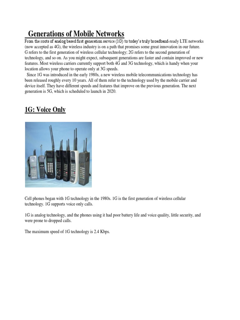 Evolution of Mobile Network Generations | PDF | 3 G | 4 G