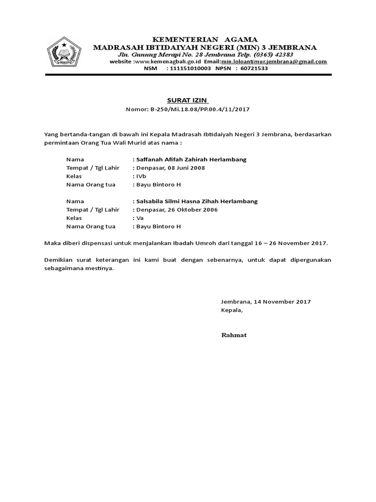 Surat Izin Umroh | PDF