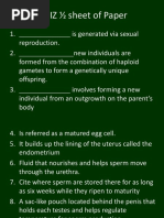 QUIZ Sheet of Paper