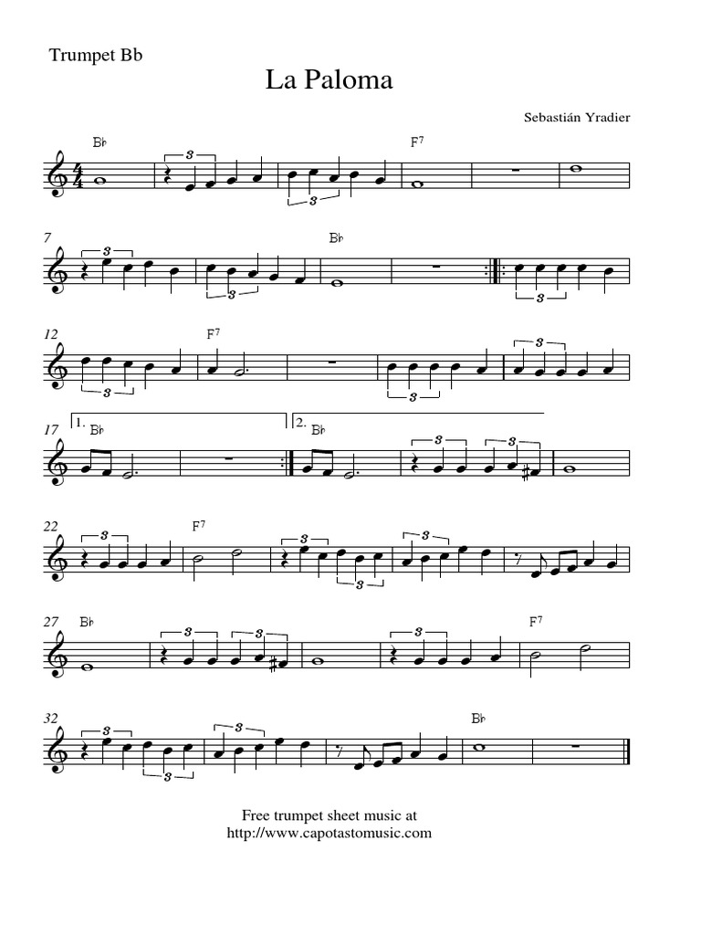 La Paloma Trumpet PDF