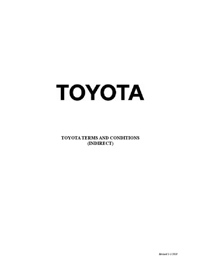 Toyota Indirect Terms and Conditions | PDF | Contractual Term | Cargo