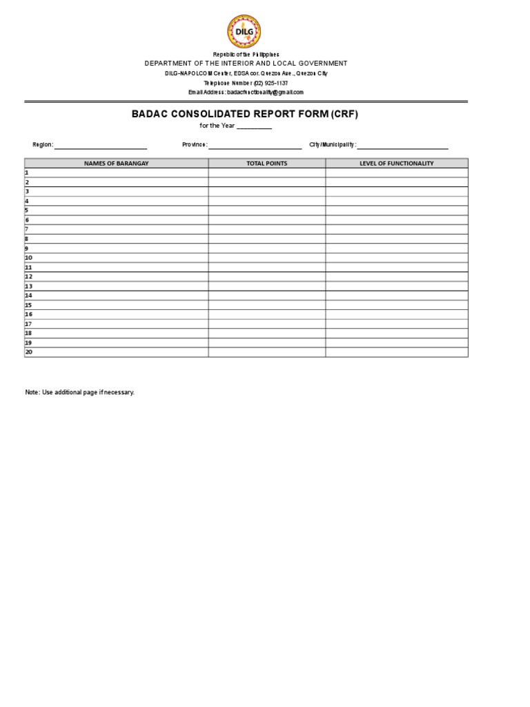 5-Badac Consolidated Report Form | PDF