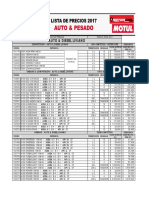 Lista de precios de aceites para automóviles y diesel livianos