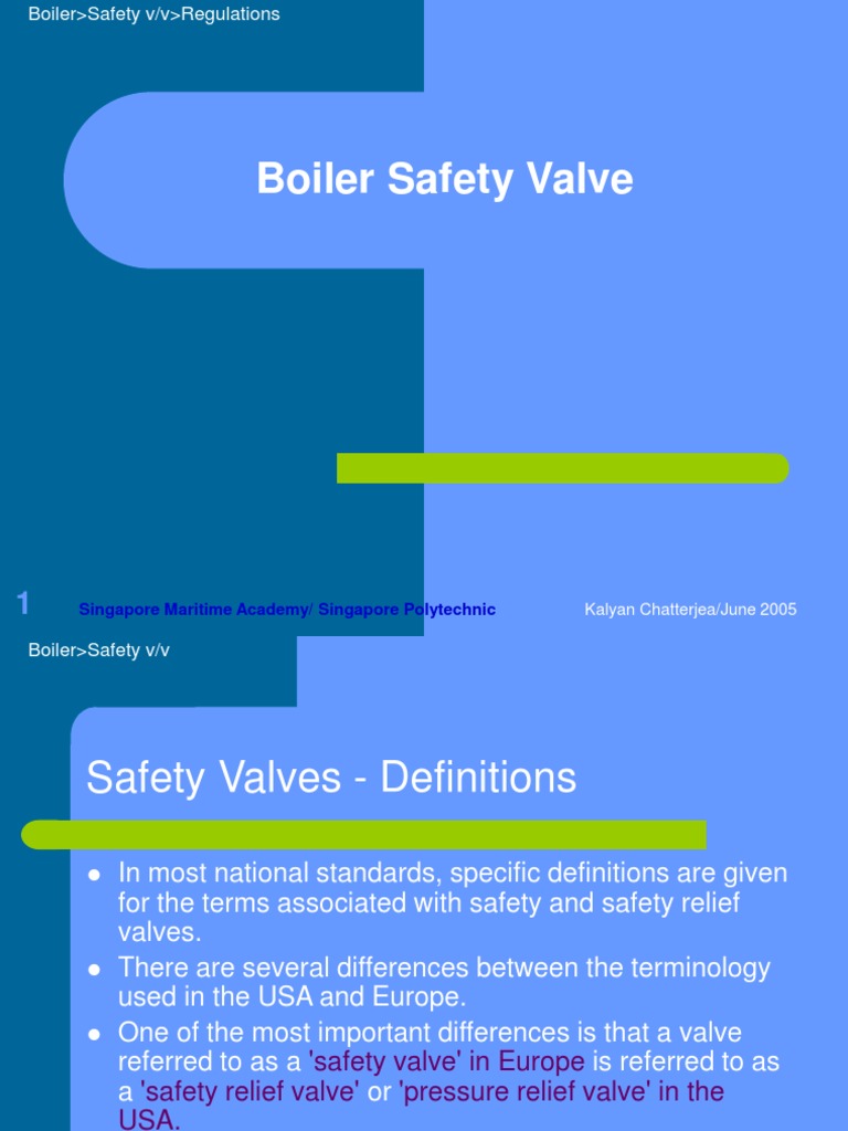 Boiler Safety Valve Singapore Maritime Academy/ Singapore Polytechnic