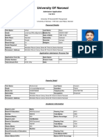 University OF Narowal: Admission Application