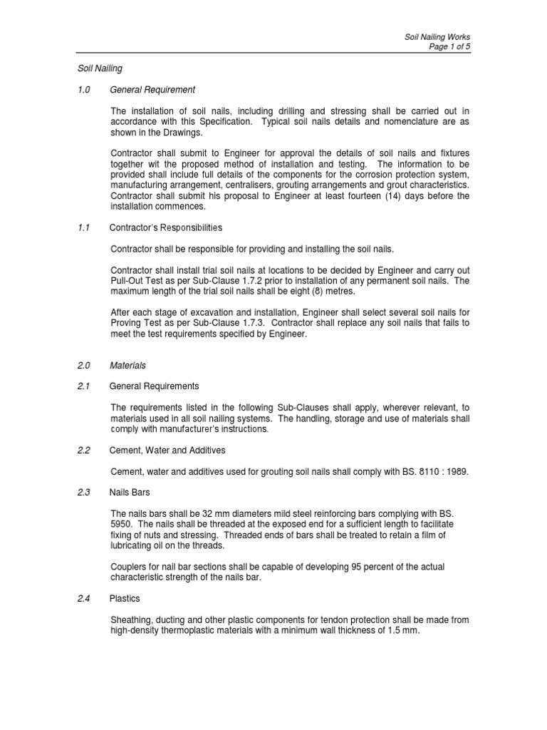 Soil Nail Specifications for Middle East | PDF | Plastic | Polyvinyl ...