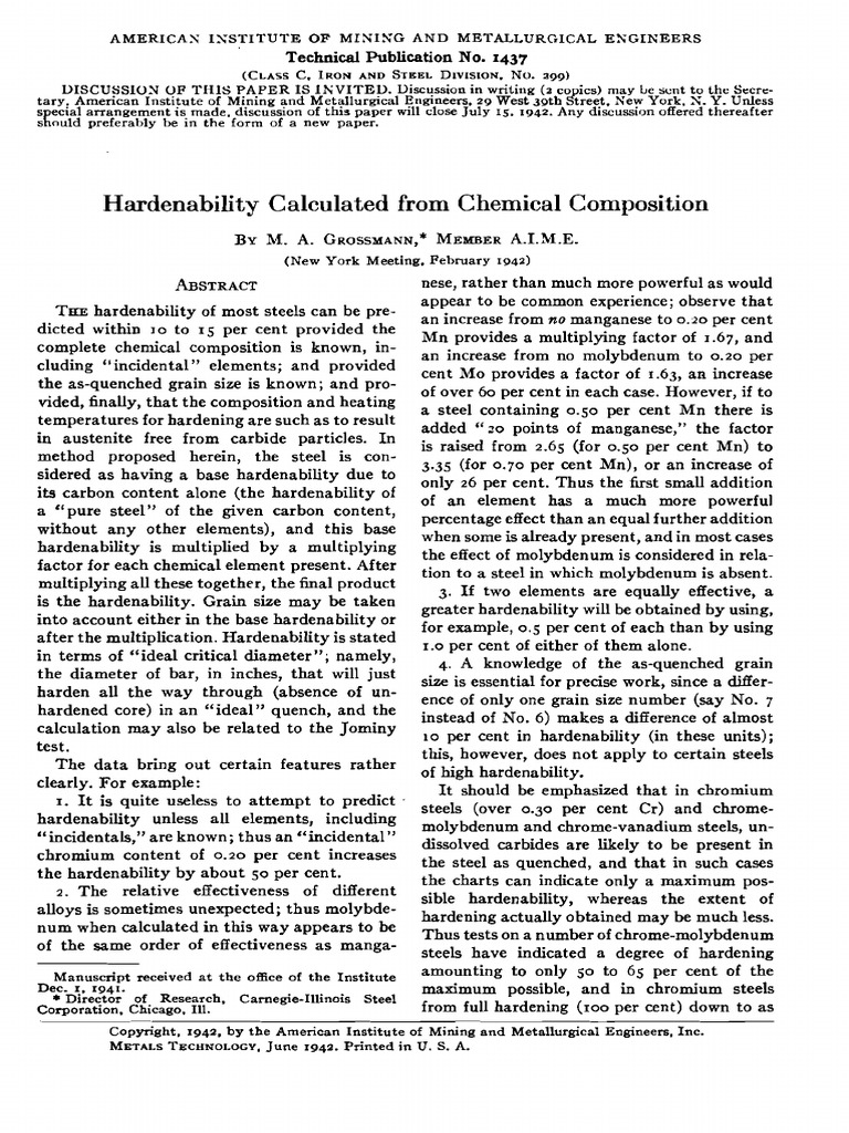 Grossman Hardenability | PDF | Steel | Alloy