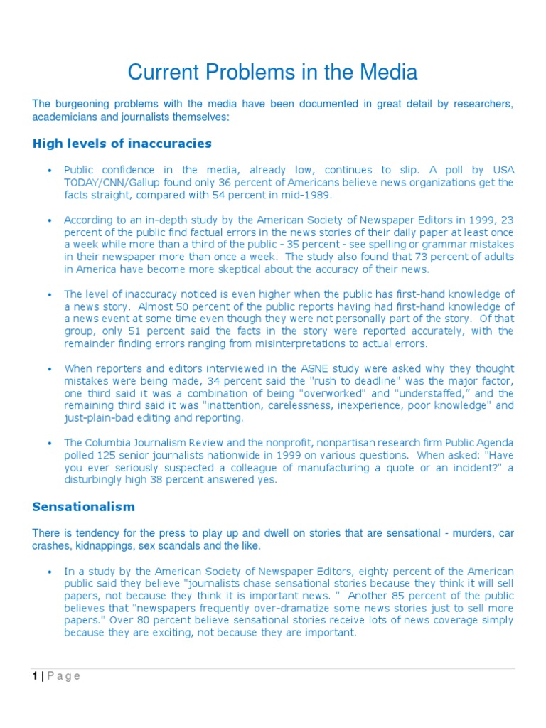 Media Accuracy and Public Trust | PDF | Journalism | News