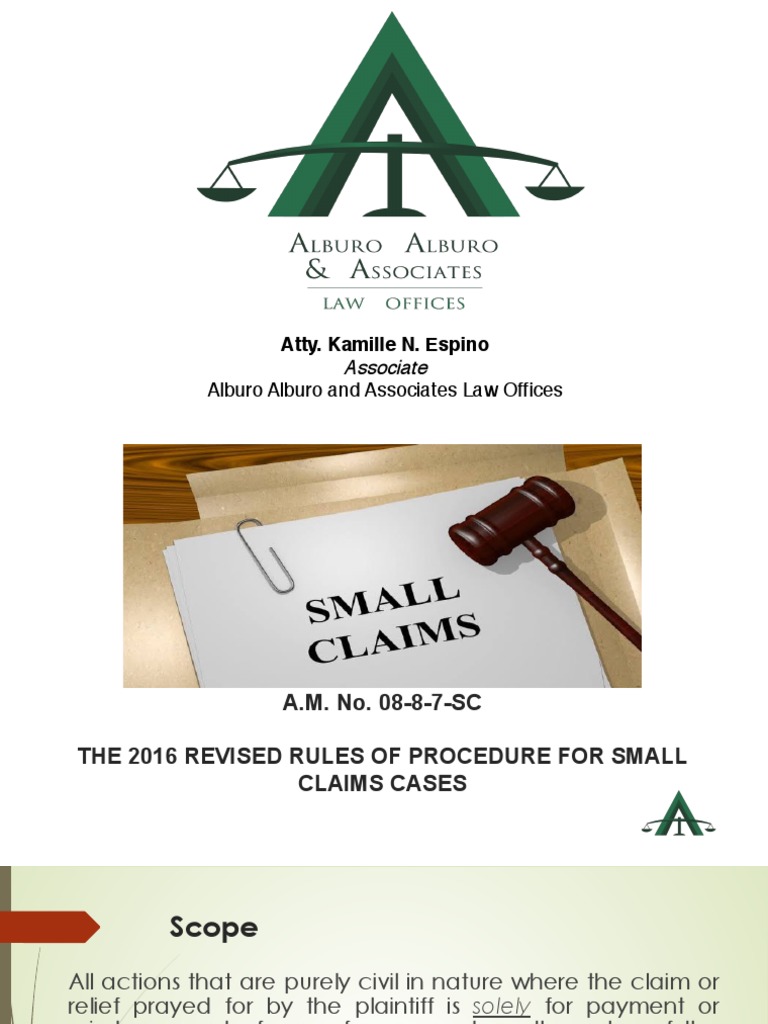 Revised Rules of Procedures For Small Claims Cases PDF Copyright