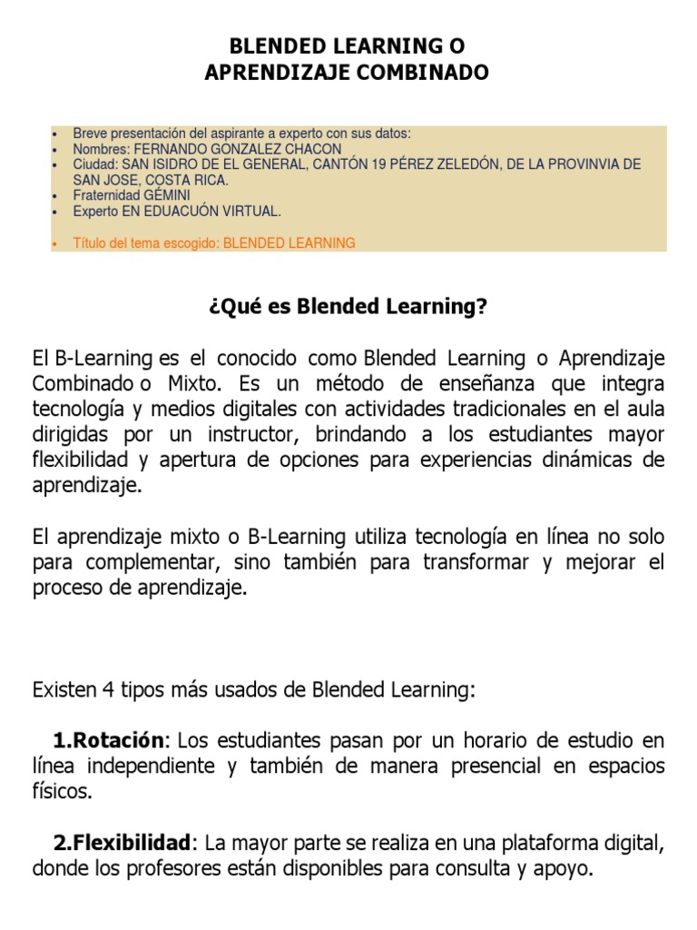 Video Sobre Blended Learning | PDF | Enseñando | Cognición