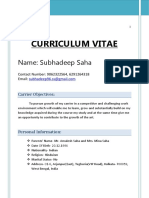 Curriculum Vitae: Name: Subhadeep Saha