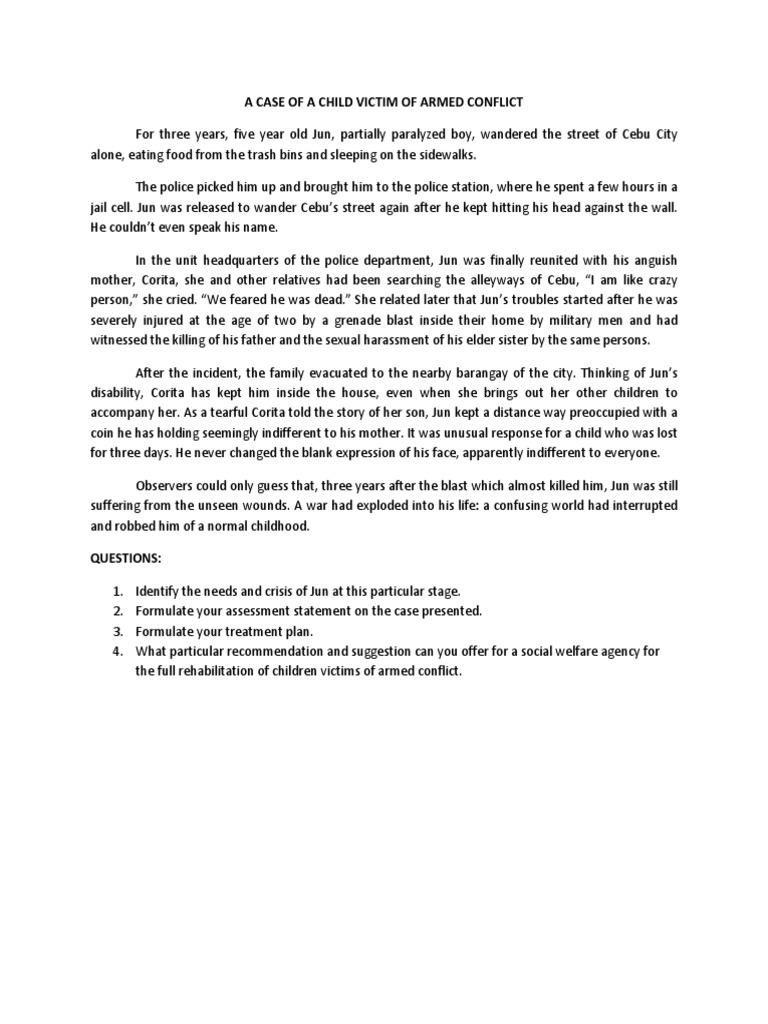 Child Victim of Armed Conflict Case Study | PDF