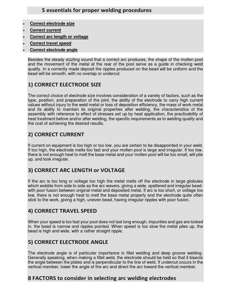 5 Essentials for Proper Welding Procedures Welding Metals